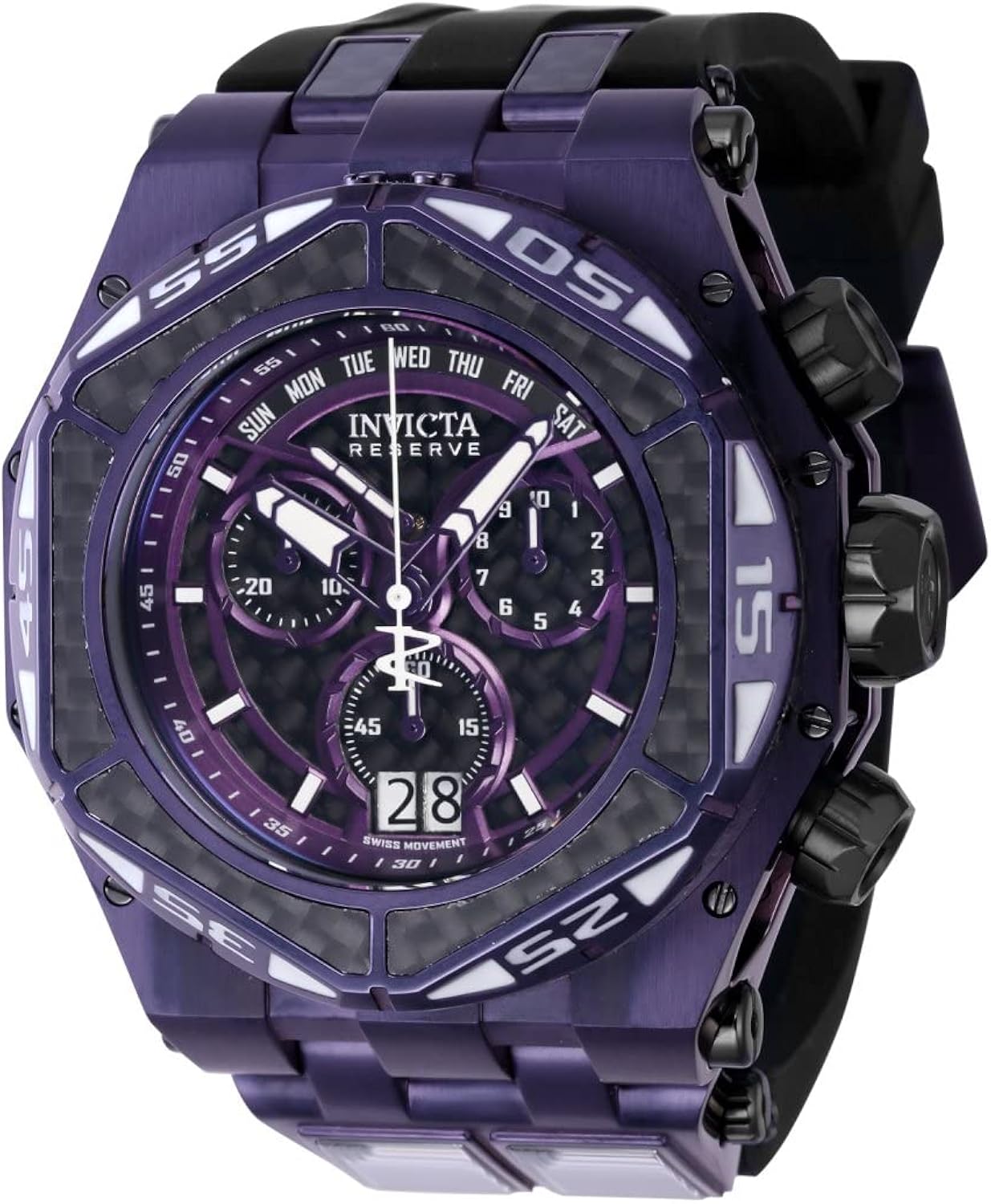 Invicta Carbon Hawk - Reloj cronógrafo de cuarzo con esfera negra para hombre 38901