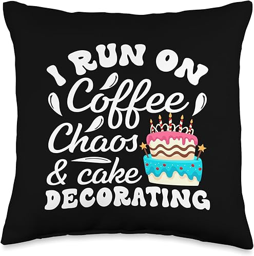 I Run Coffee Chaos - Almohada decorativa para amantes de los pasteles, 16 x 16 pulgadas, multicolor