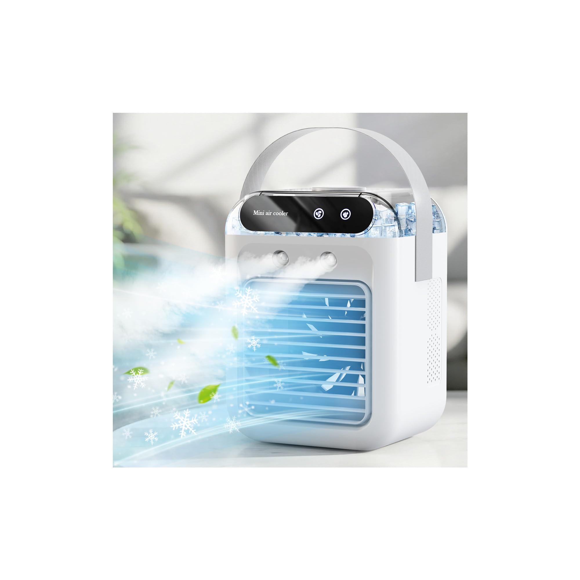 【Amazon.co.jp限定】冷風機 冷風扇【2026高性能モデル・超強力噴霧】強力 卓上クーラー ミニエアコン クーラー 扇風機 小型 500ML大容量 2段階風量 超音波式ミスト 上下角度調整 加湿 冷却 静音設計 省エネ 氷入れ可 熱中症対策 暑さ対策 オフィス 寝室 キャンプ用/家庭用/旅行 取扱説明書