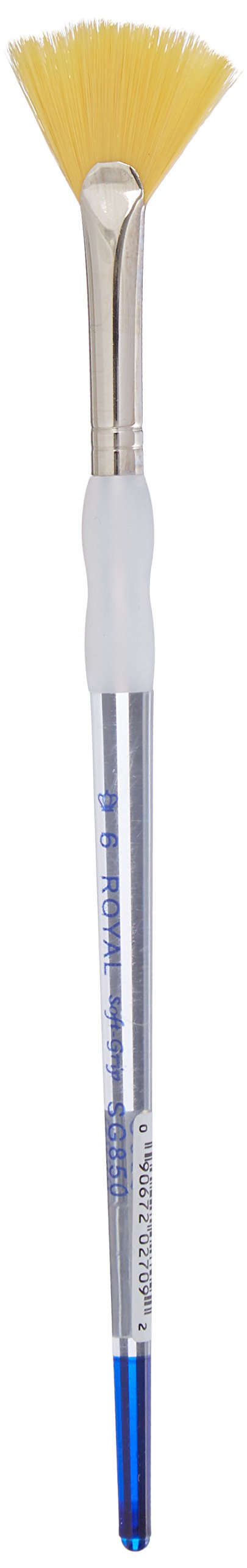 Royal & Lang Nickel Soft-Grip Fan Paintbrush, Gold Taklon, Size 6