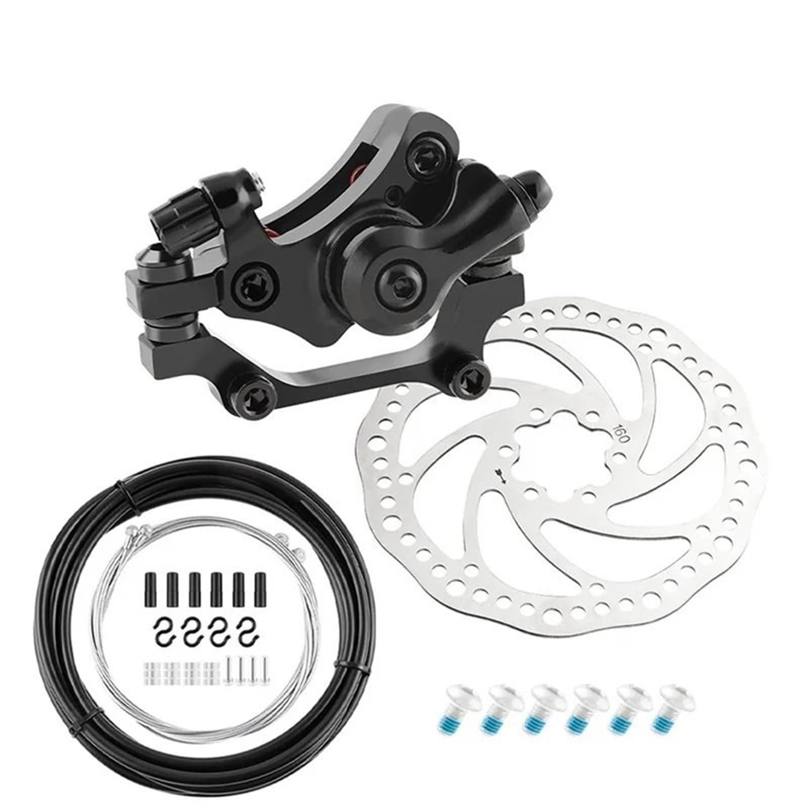 AIQWOJD Bike Rear Brake Drum Bike Brake Rear Drum MTB Disc Brake Set Disc Brake Caliper Hydraulic Hose Cable 140mm 160mm Rotor Bicycle 22.2mm Brake Lever(A-160mm Rear-Cable)