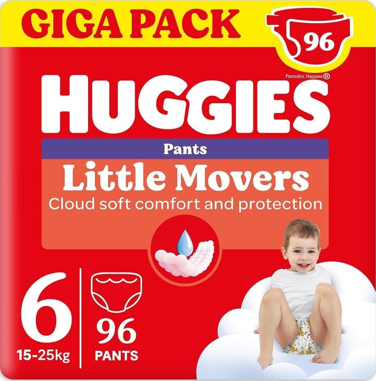 Huggies Little Movers Taglia 6 (15-25 Kg) Pannolini 96 Pz