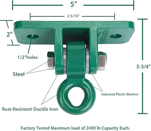 Miniatura 3 de BETOOLL Colgadores de Columpio de Servicio Pesado con Capacidad de 2400 lb para Conjuntos de Madera, Patio de Juegos, Porche, Interior y Exterior