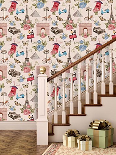 Paper Plane Design Eiffel Tower Print Wallpaper (PVC Vinyl, 16 x 80 Inch x 3 Roll, Multicolour, 27 sq ft, 3-Pieces) (B0763QKPCX) Amazon Price History, Amazon Price Tracker
