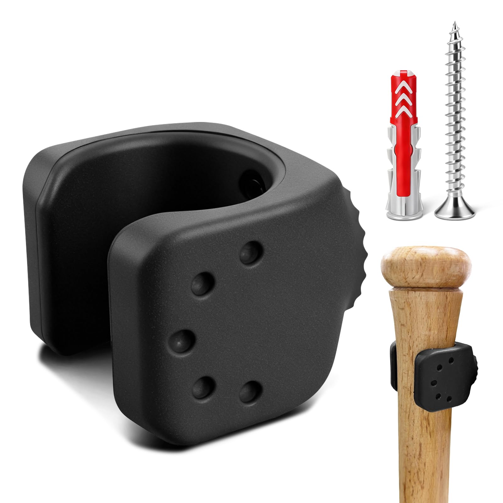 Supporto per mazza da baseball in legno, per racchetta da baseball da 30 – 36 mm, supporto da parete da baseball con vite, tassello, supporto flessibile senza graffi, adatto per la conservazione