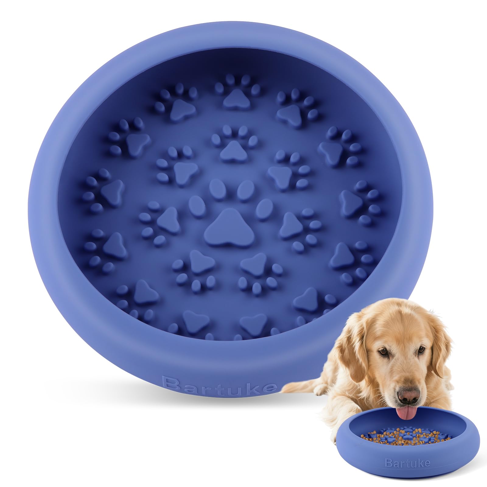 Bartuke Dog Lick Bowl, Slow Feeder Dog Bowl Licking Mat for Small to Large Dogs, BPA-Free Non-Slip Silicone Slow Feeder Treat Dispenser for Anxiety Relief, Freezer & Dishwasher Safe (Blue, 8.2"×2") — image 1
