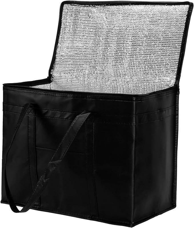 Foldable Cool Bag with top Zipper Picnic Lunch Thermal Insulated Bag for Food Transport Camping,Travel, Car, Freezer Large Heavy Duty Stands for Hot or Cold Food(1pc)