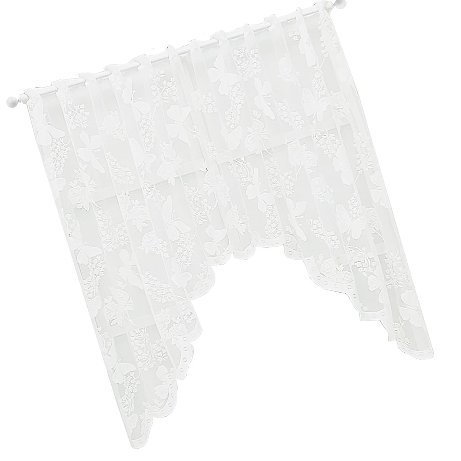 Msioytog Florals Embroidered Semi Sheer Window Curtains Polyester Fabric Window Drape for Living Room Bedroom Faux Grommet Curtains