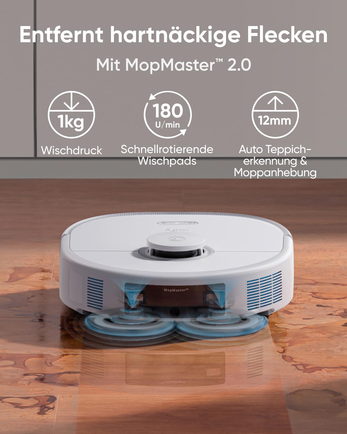 eufy X10 Pro Omni Saugroboter mit Wischfunktion & All-in-One-Station, 8.000Pa, Auto-Absaugen/Befüllen, 2× Auto-Lift-Mopp mit Waschen/Trocknen, Aktive Hindernisvermeidung (Generalüberholt)
