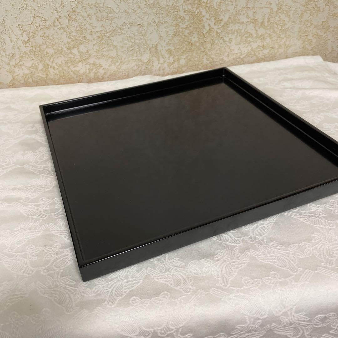 未使用 懐石道具 木製黒塗 爪紅 半月膳 会席膳 5客揃 煎茶