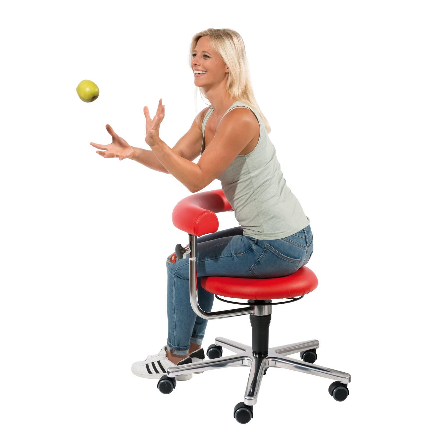 EDUPLAY Erzieher/in Stuhl, 34-41 cm, Ø 61 x 41 cm, rot