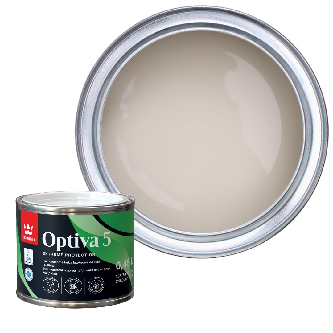 TIKKURILA Optiva 5 Matt Emulsion Paint โ Durable, Scrubbable & Easy-Clean for Walls and Ceilings | Zero VOC - 0.5L Mulberry H484