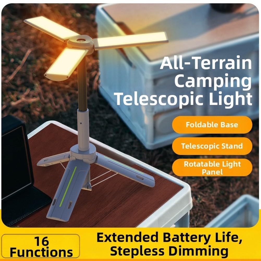 Faltbare LED Laterne 1000lm Dimmbar PC+ABS Aluminium | 8000mAh für akku, USB Ein-/Ausgang, Powerbank Funktion, wasserdichtes Design, lange Laufzeit bis 13h