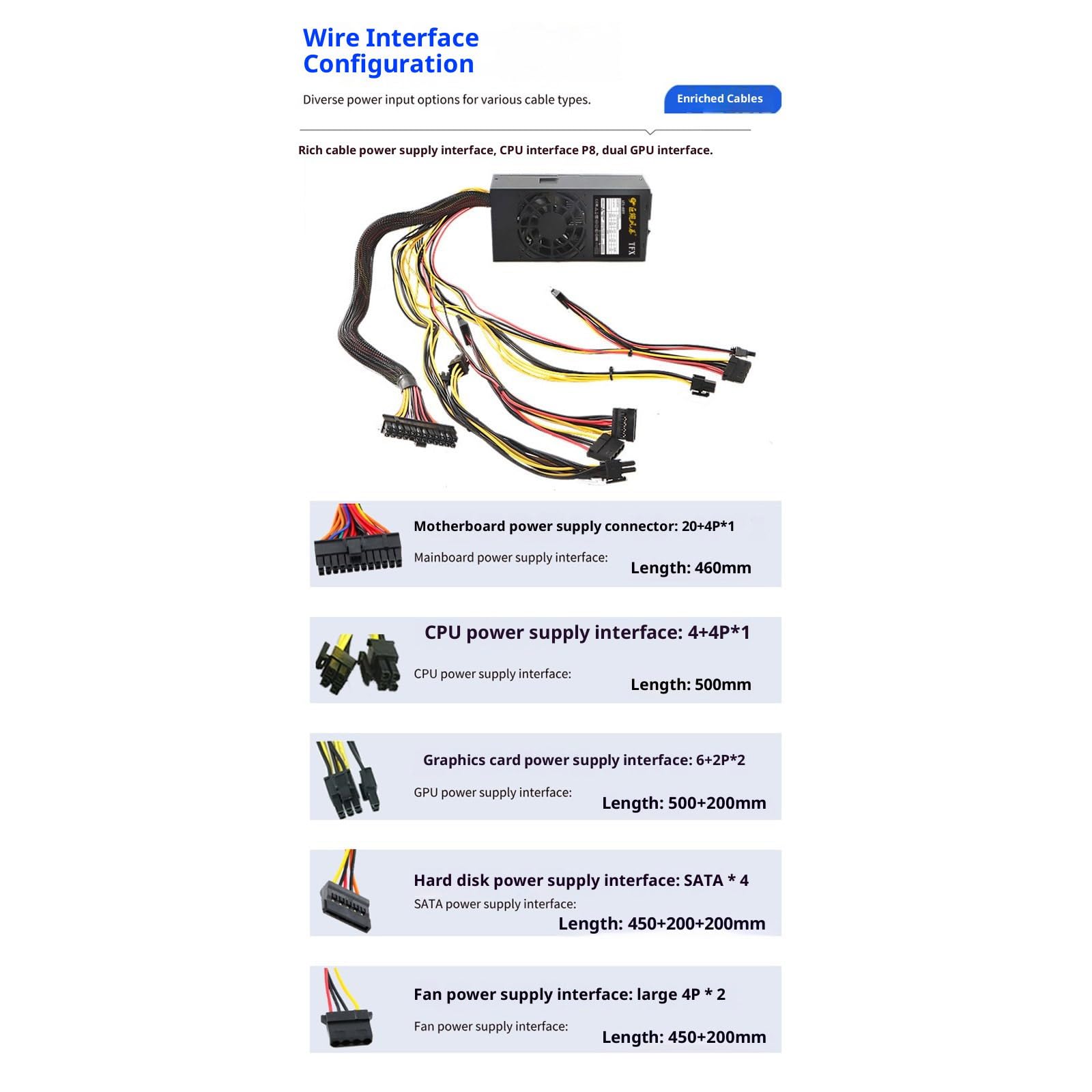 TFX – Alimentazione elettrica 400 W, 110 – 240 V, con ventola di raffreddamento da 8 cm, unità di alimentazione per desktop, protezione completa dei circuiti