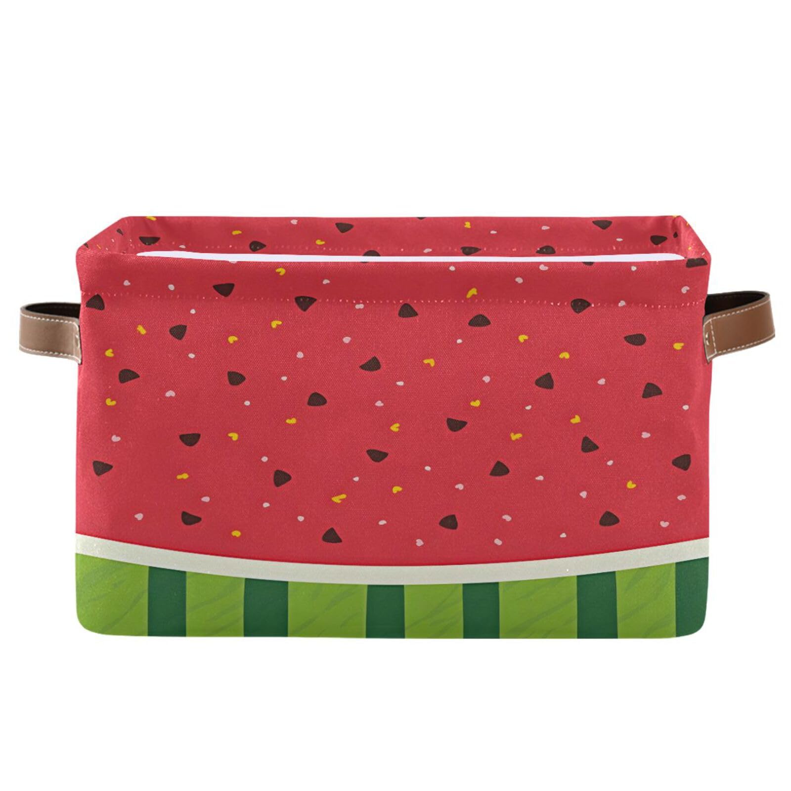 ALAZA Watermelon Slice Red Foldable Storage Box Storage Basket Organizer Bins with Handles for Shelf Closet Living Room Bedroom Home Office 2 Pack