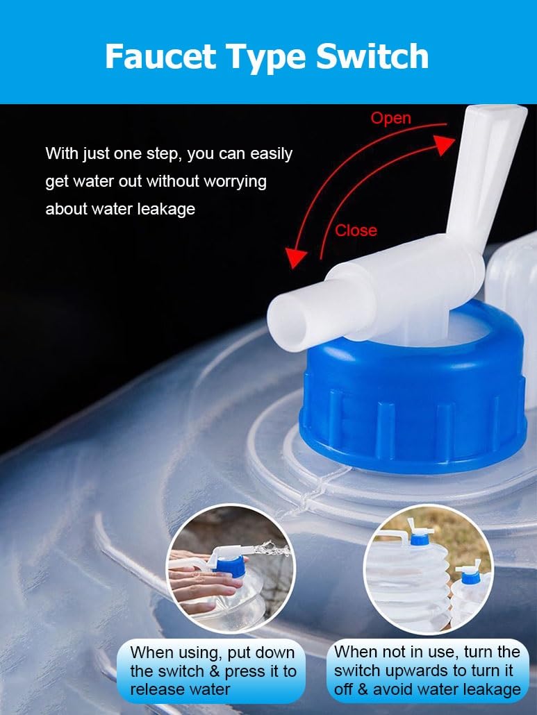 Seau à Eau Pliable, 5L/10L/15L, conteneur d'eau Pliable et Portable, sans BPA, idéal pour Le Camping, la randonnée, la pêche, l'escalade, Les Pique-niques, Les barbecues et Les voy