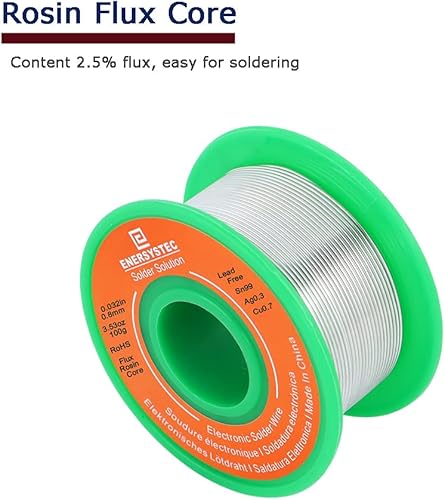 Miniatura 5 de E ENERSYSTEC Alambre de soldadura sin plomo delgado 0.031 in 3.53 oz Electrónica Soldadura de resina de fundente de resina Calibre fino 0.032in