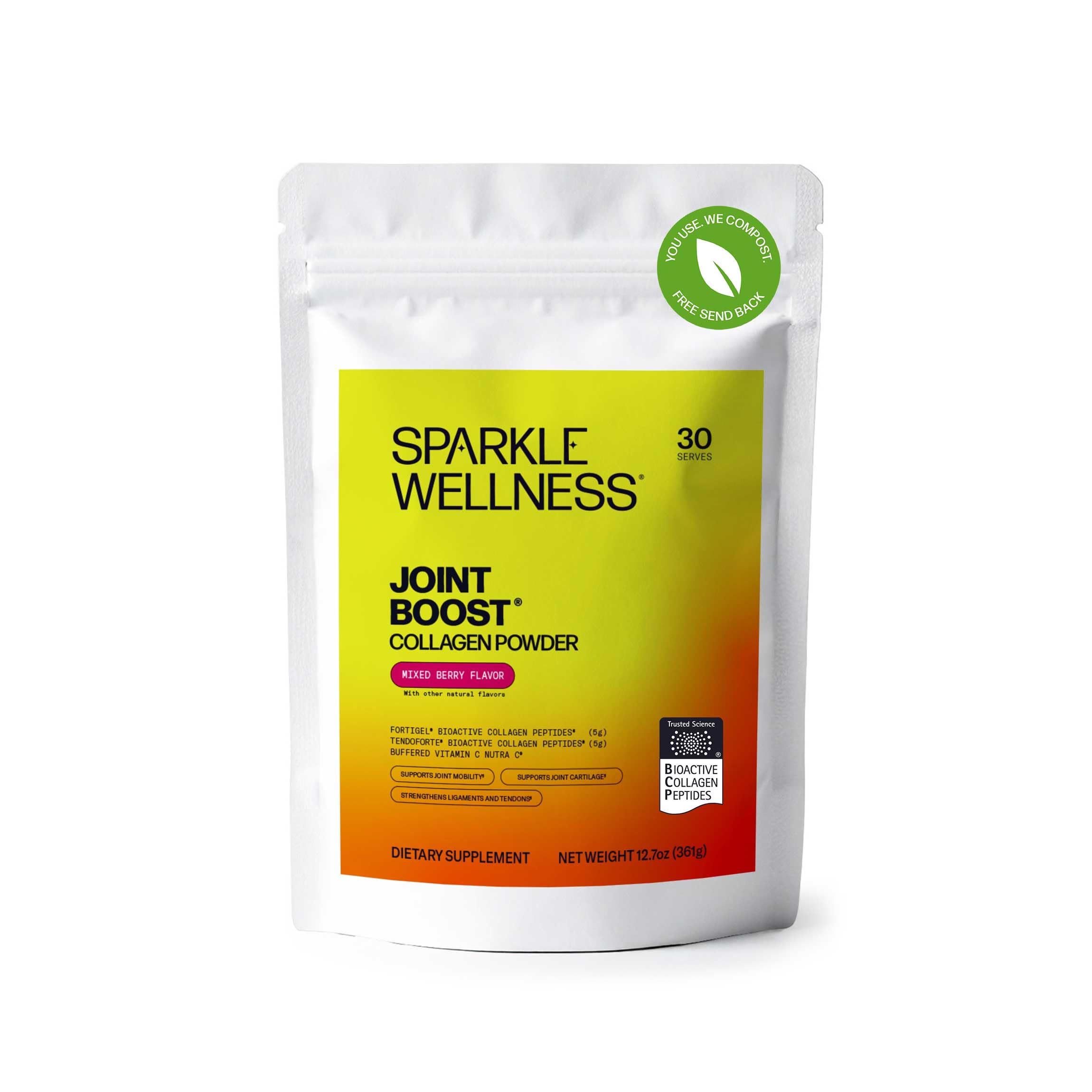 Sparkle Wellness FORTIGEL & TENDOFORTE Collagen Peptides | Collagen Powder with Calcium Ascorbate Vitamin C to Support Joint Mobility, Tendon & Ligament Health | Joint Boost (Mixed Berry) [30-Serves]