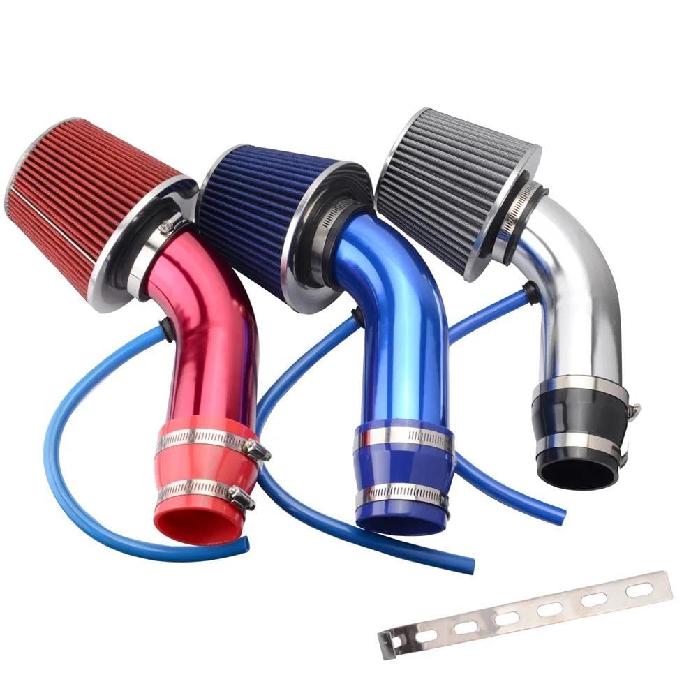 Tubo Aspirazione Aria Fredda Universale 76 Mm – Alluminio Stile Fibra Di Carbonio, Con Filtro A Densità Secca, Per Potenziamento Motore