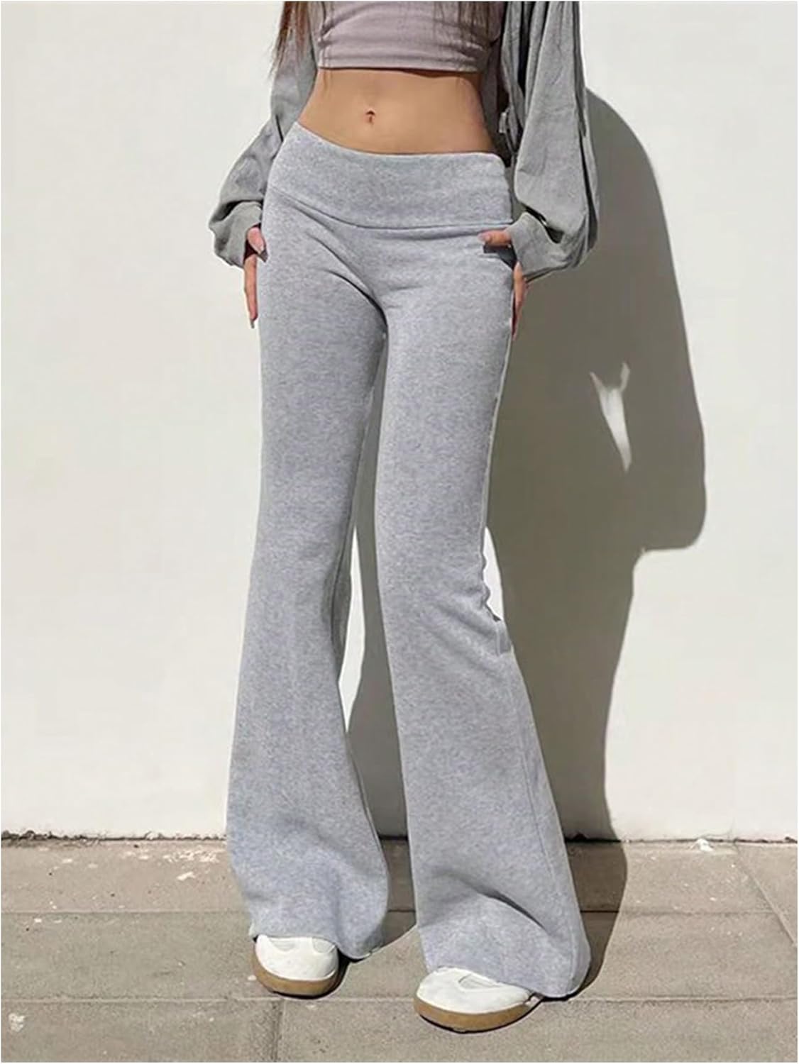 Women's Flare Sweatpants Y2k Low Rise Stretchy Bell Bottoms Yoga Workout Pants - Image 5