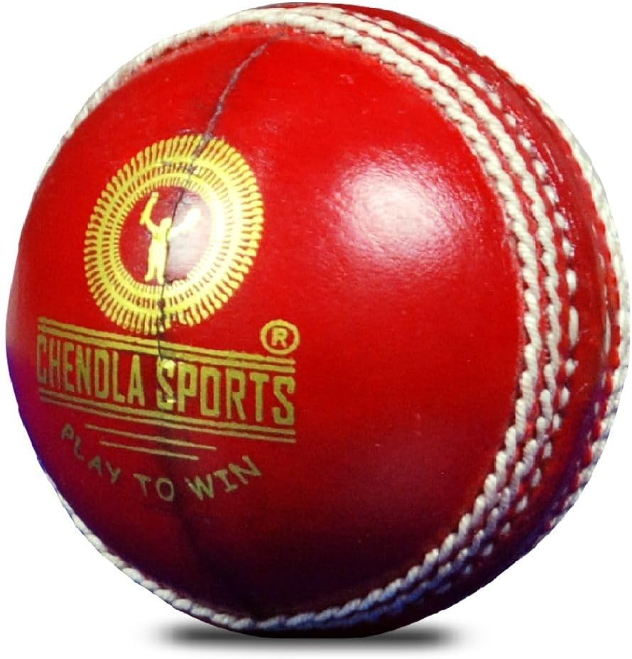 Super County 4 Panel Cricket Leather Ball - Adult Size Red