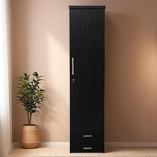 Caspian Engineered Wood Wardrobe - Black
