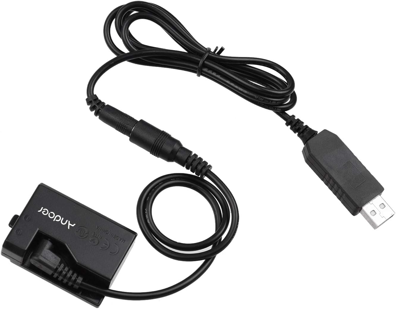 Andoer ACK-E10 5V USB Dummy Battery DC Coupler Adapter(Replacement for LP-E10) Compatible with Canon EOS Rebel T3/T5/T6/T7/T100/Kiss X50/Kiss X70/1100D/1200D/1300D/2000D/4000D