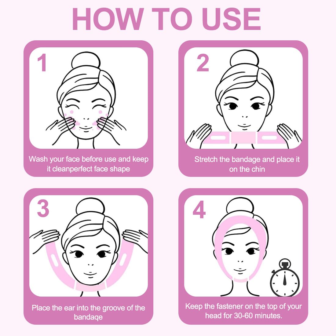 Cintura per il Sollevamento del Viso,V-Line Mento Guancia Sollevare Cinghia,maschera lifting v,Può essere utilizzato in qualsiasi momento,Viola