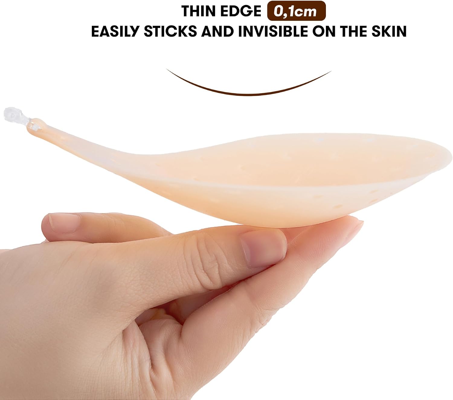 MUS Silicone Adhesive Bra Laser Cut, Strapless, Reusable, Hypoallergenic, Invisible, Seamless & Breathable for Women Beige