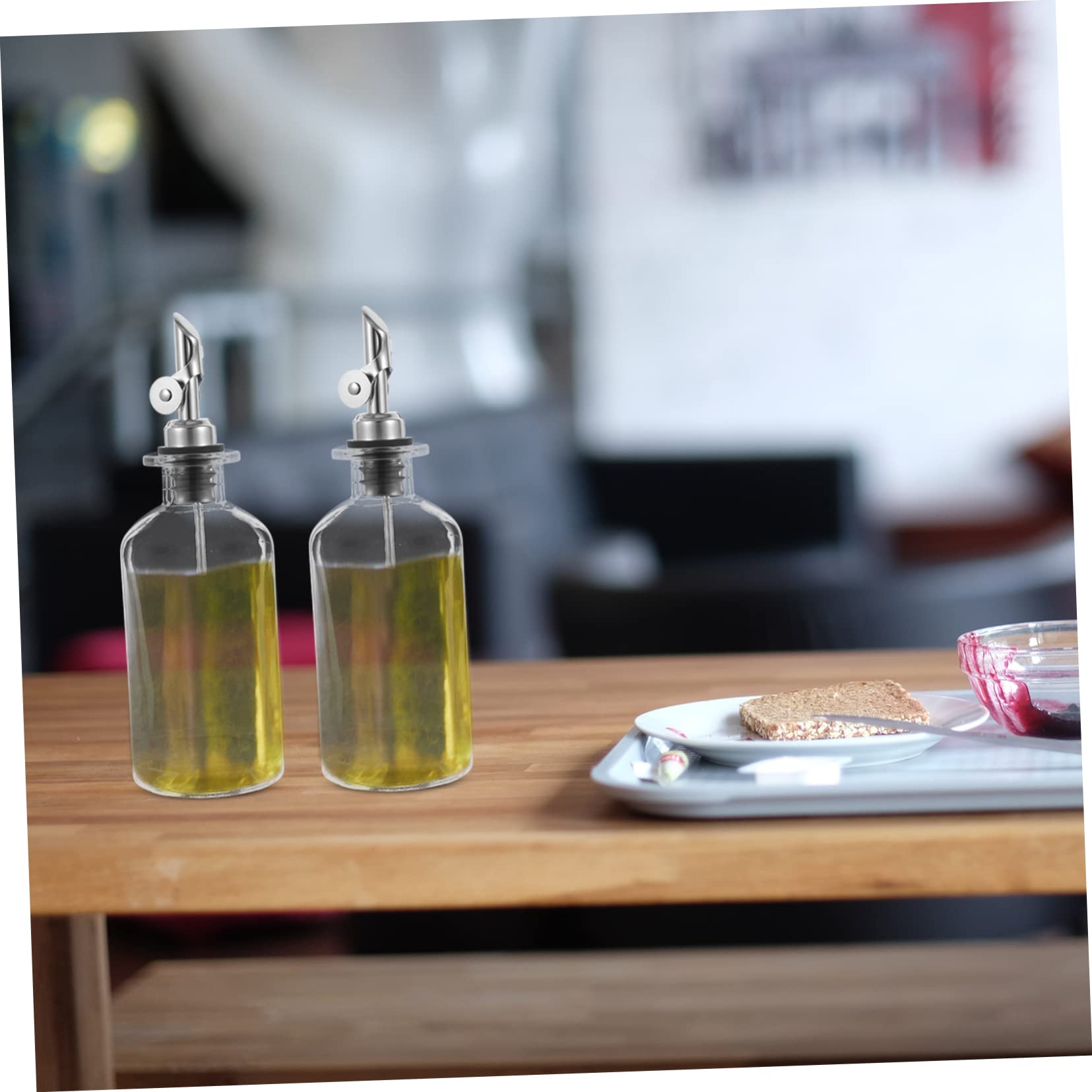 SECFOU 2piezas Botella De De Vidrio Dispensador Automático Para Salsa De Soja y Vinagre Almacenamiento De Condimentos La Cocina