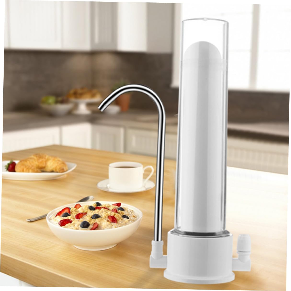 Filtro de Agua Fácil de Instalar para Grifo de Cocina Blanco Adaptadores Purificador Doméstico Sistema Duradero de Plástico y Cerámica para Agua Potable