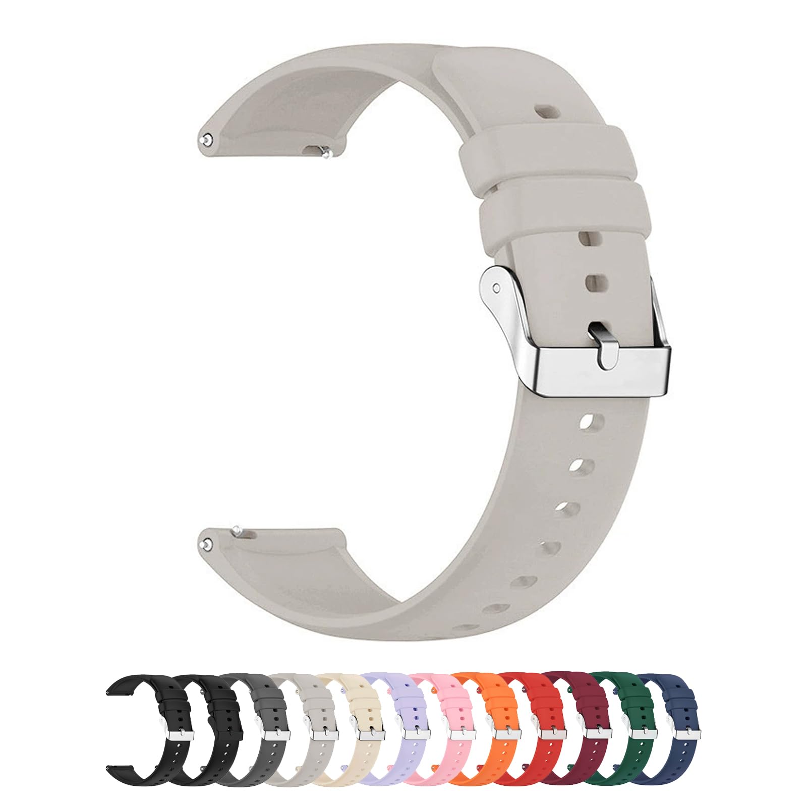 Silicone Strap, Quick Buckle Waterproof Soft Strap, Black Strap, Silver Stainless Steel Buckle, Men's and Women's Smartwatch Strap, Sport Watch Strap