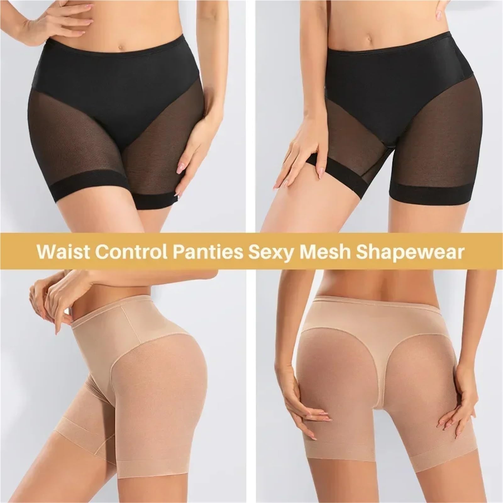 MMRTDJDR Majtki damskie w dużych rozmiarach Bielizna Szorty Shapewear Bezszwowe bokserki Majtki na brzuch z wysokim stanem