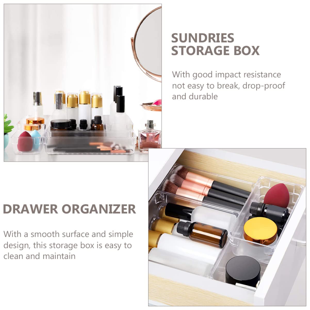 Organizzatore Cassetto Plastico Trasparente per Ufficio e Cucina Design Semplice