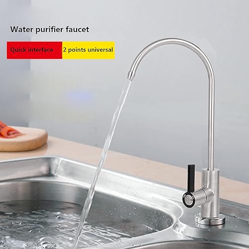 Miniatura 2 de Grifo purificador de agua, grifo de acero inoxidable de 2 puntos, grifo de fregadero de cuello de cisne de un solo agujero, acabado cepillado, 2
