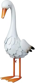 BTDECLAR Porch Goose Garden Statue Outdoor Lawn Ornament Crack-Proof Rust-Free Metal Yard Art for Front Porch Pathway Patio Decor 24 Inch Tall Porch Goose Sculpture 18 inch