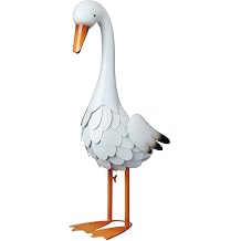 BTDECLAR Porch Goose Garden Statue Outdoor Lawn Ornament Crack-Proof Rust-Free Metal Yard Art for Front Porch Pathway Patio Decor 24 Inch Tall Porch Goose Sculpture 18 inch