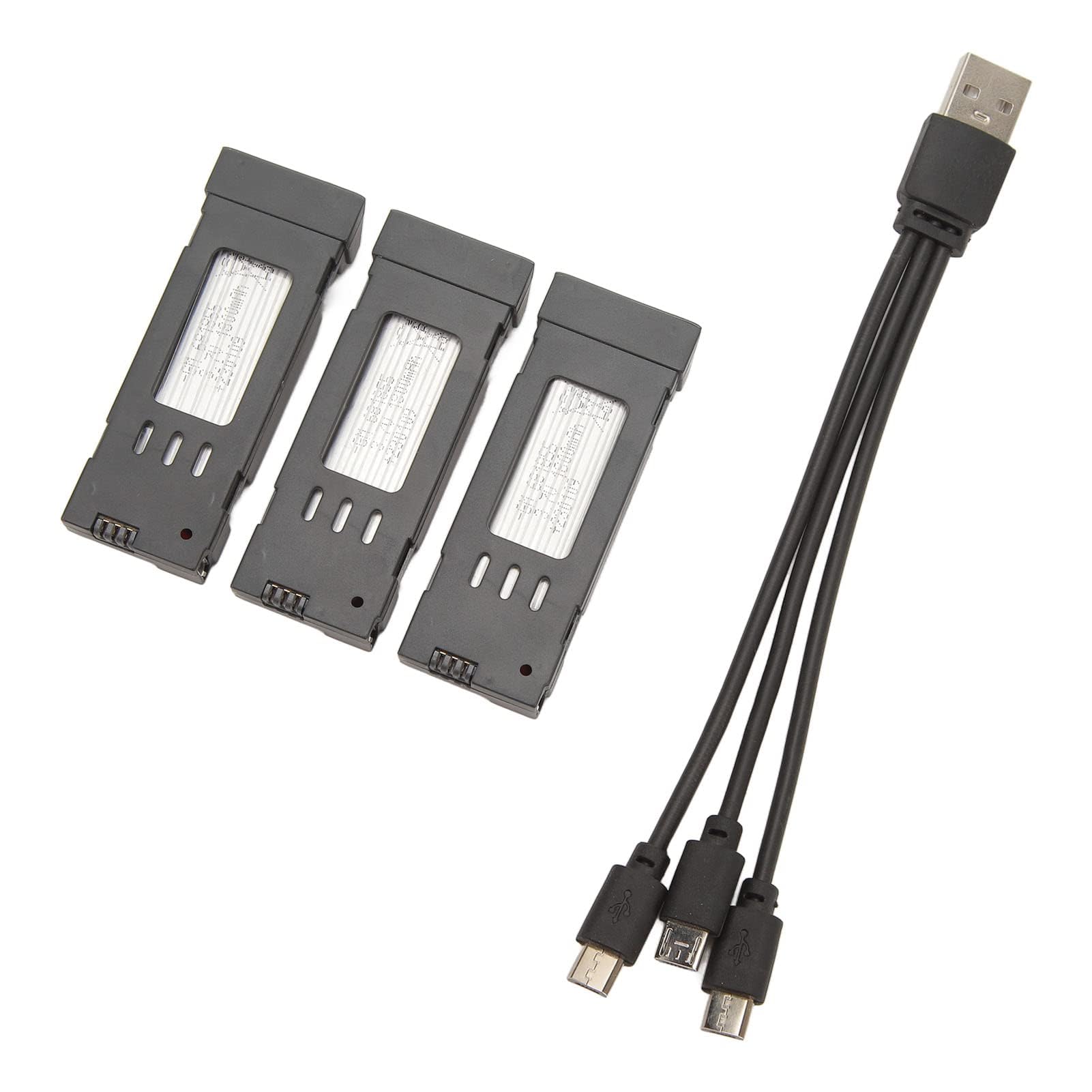 Batterie au Lithium pour Drone RC pour E58 L800 JY019 S168 et Autres Avions Télécommandés avec Câble de 3 en 1, Accessoires de Remplacement pour Quadricoptère Longue Durée