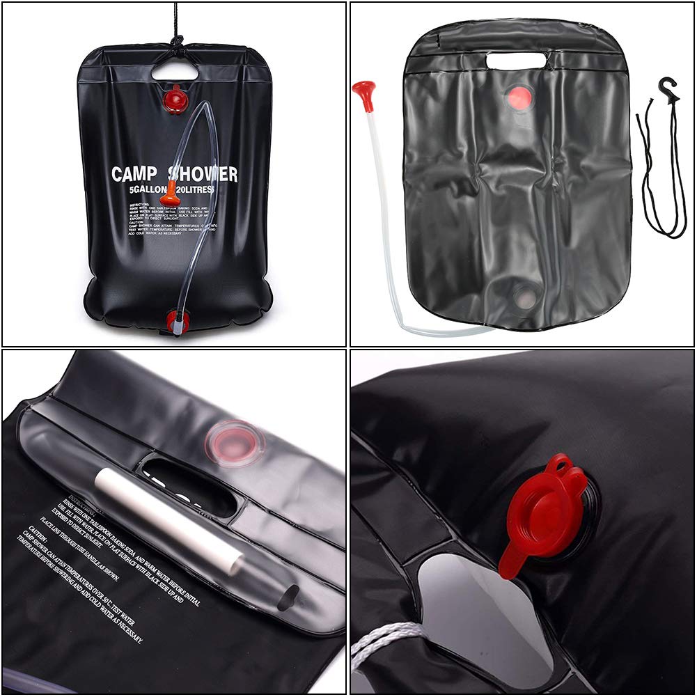 Solarduschtasche Für Camping & Garten – Solarbeheizter Wassersack Mit Schlauch & Duschkopf, Bis 200 Liter