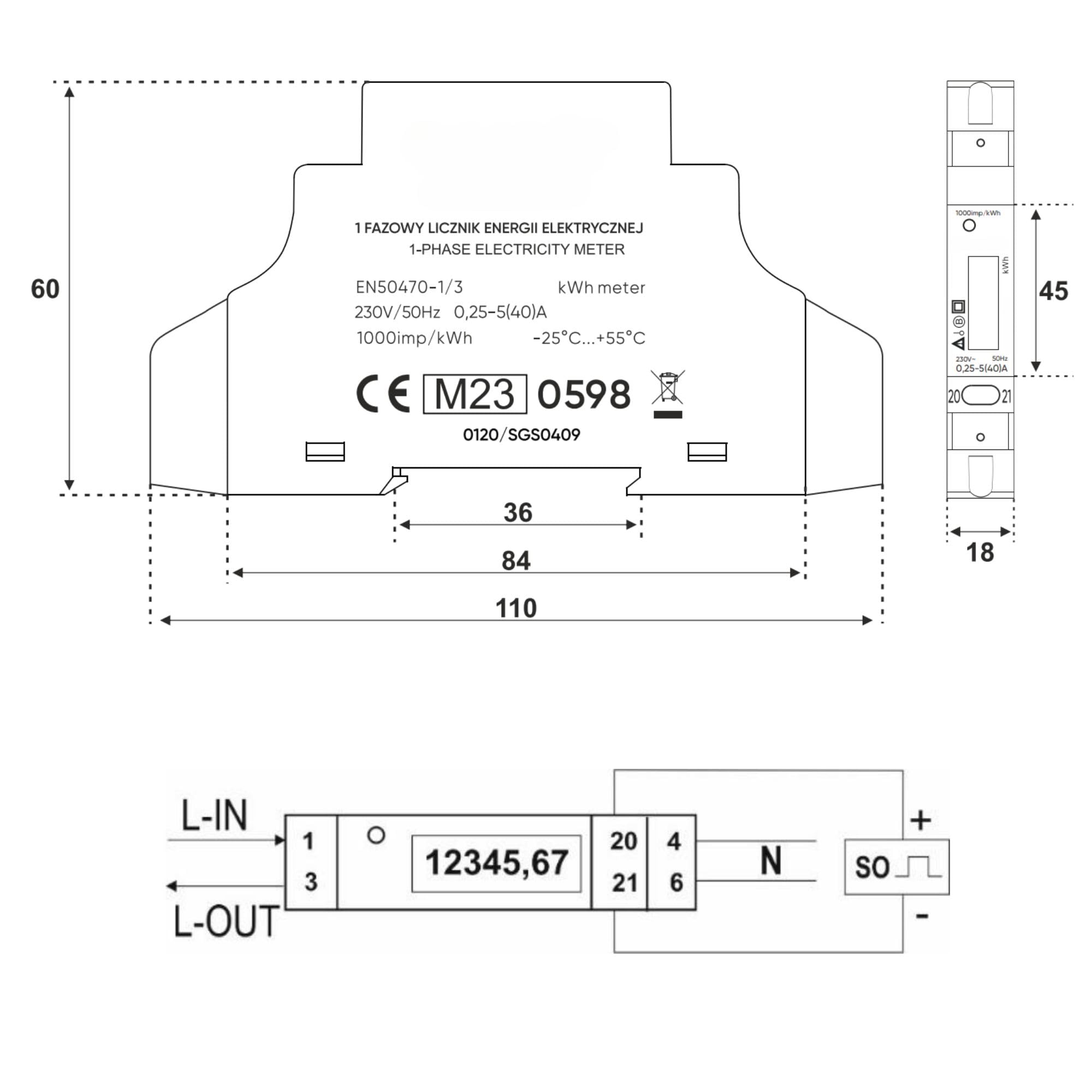 Contatore Di Energia Attiva COUNTIS E48 Via CT Impulsi Ethernet MID - Reference 48503057 - Foto 9