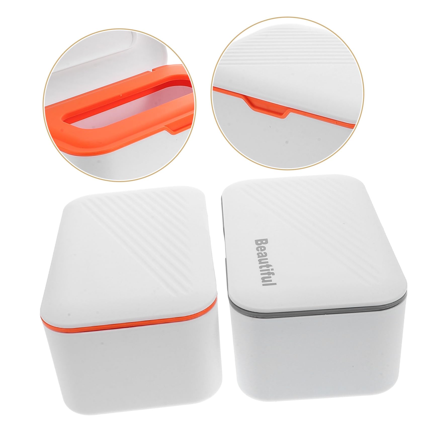 LABRIMP 2 Piezas Caja Dispensadora de Toallitas Húmedas Pequeña con Tapa Sellada Organizador Compacto para Pañuelos de Naranja y Gris Almacenamiento Portátil y Resistente al Polvo para
