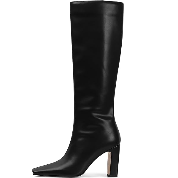Lovee Cosee Knee High Boots for Women Square Toe Chunky Heeled Boots with Side Zipper Fashion Dress Elastic Tall Boots