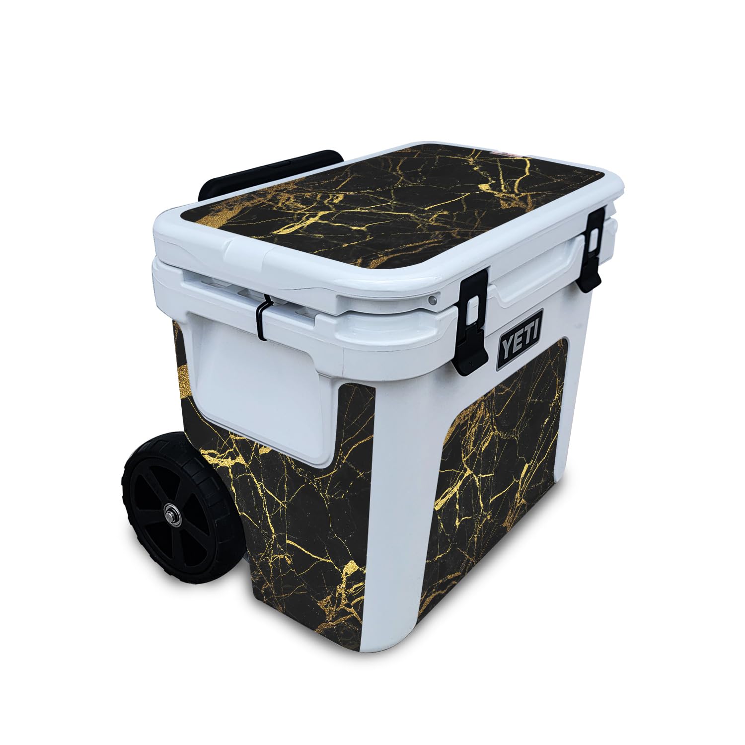 Skin Compatible with Yeti Roadie 32 Wheeled Cooler - Black Gold Marble - Premium 3M Vinyl Protective Wrap Decal Cover - Easy to Apply | Crafted in The USA by MightySkins