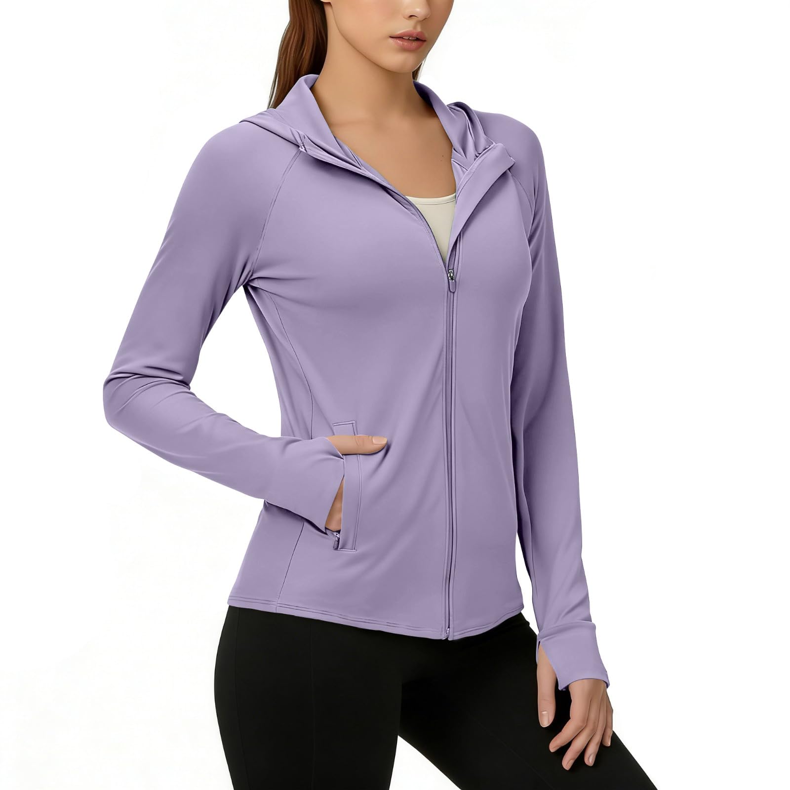 Women UPF 50+ Sun Protection Hoodie Jacket Quick Dry Lightweight Long Sleeve Sun Shirt Tops with Pocket Hiking Outdoor — view 17