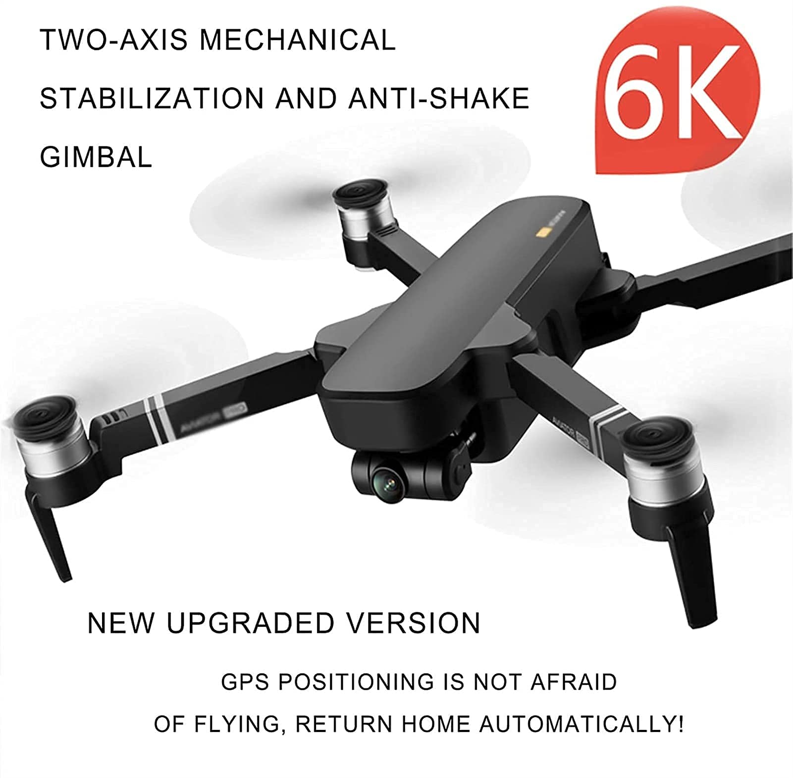 MDybf Drony z kamerami są dla początkujących z kamerą dla dorosłych, 2-osiowa kamera gimbal 4K 2500 W EIS, 2 baterie 56 minut czasu lotu, silnik bezszczotkowy, transmisja FPV 5 GHz, podwójny GPS Auto