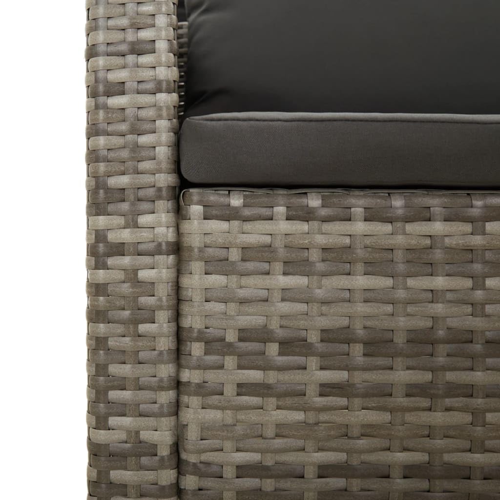 Set Divani da Giardino 6 pz con Cuscini in Polyrattan Grigio per Esterni Lounge Tavolo Sedia Relax Modulare Resistente per Terrazza Balcone Patio Veranda Arredo Outdoor