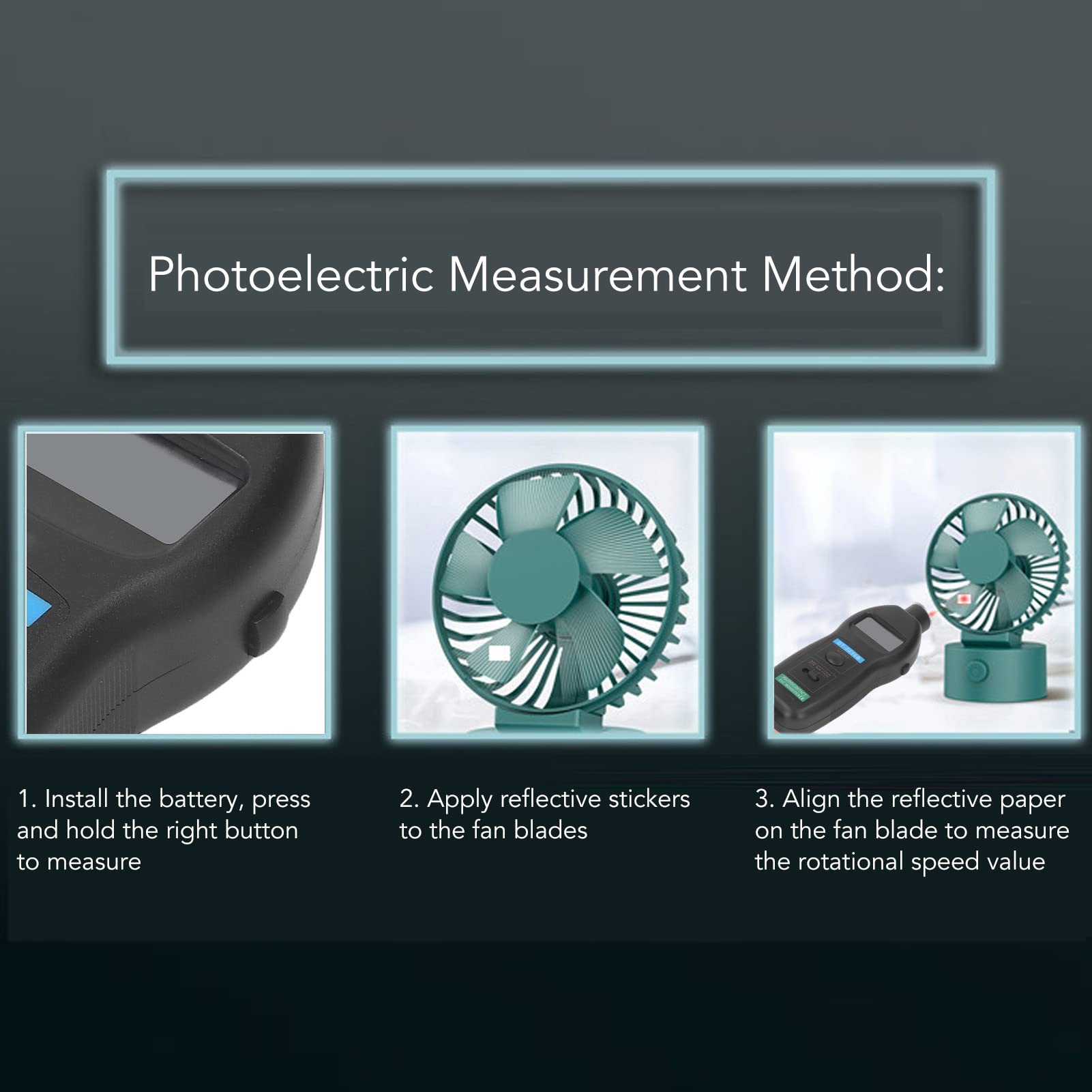 Tacómetro Digital Pantalla LCD Herramienta de Medición de Velocidad Fotoeléctrica para Industrias de Fabricación