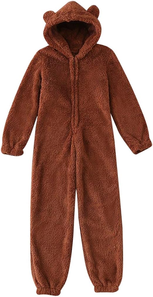 Loozykit Damen Kinder Jumpsuit Teddy Fleece Reißverschluss Einteiler