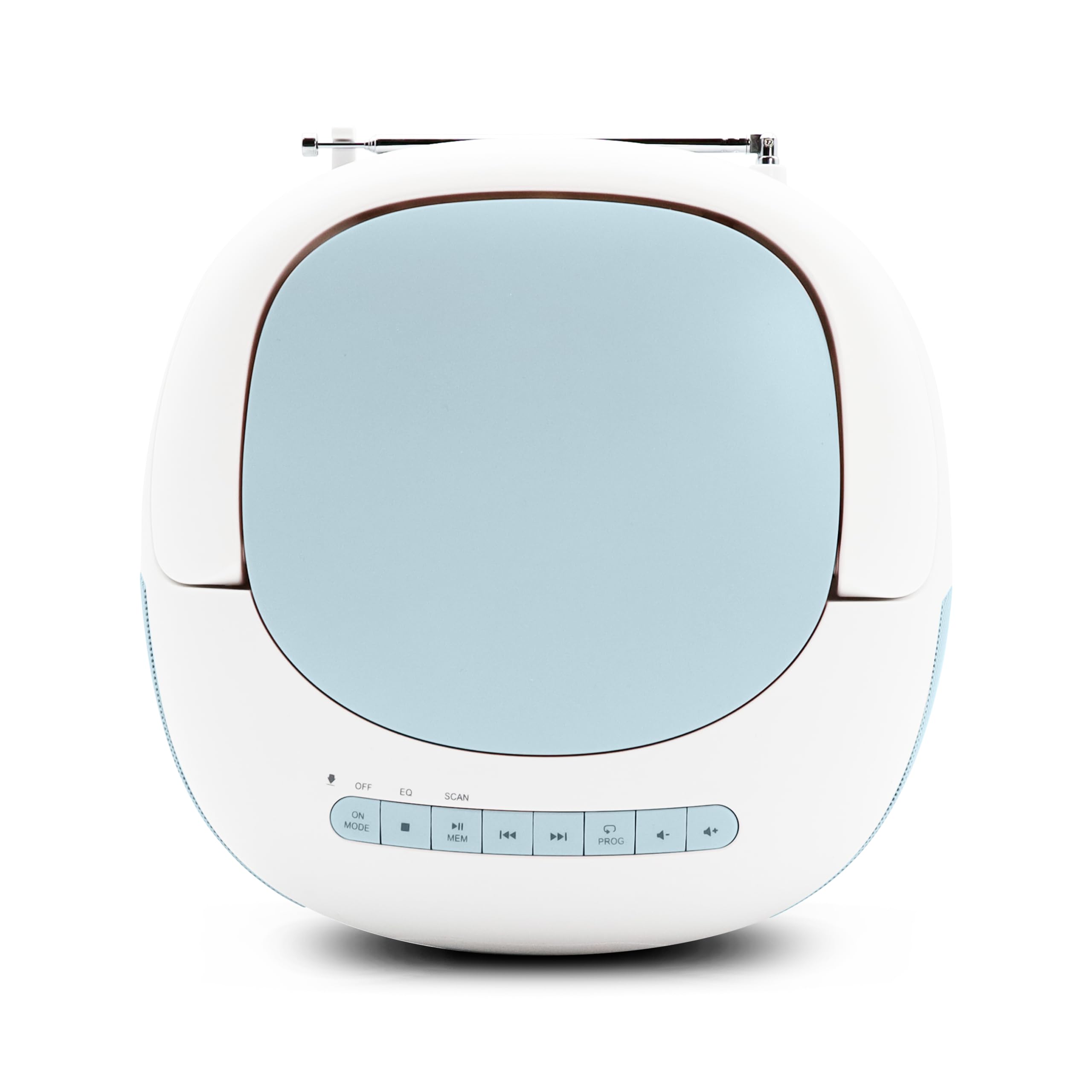 MOOOV 477187 Lettore CD Radio FM Portatile Bluetooth - Voce Boombox Stereo MP3 Ingresso USB, AUX-in, Micro-SD, Presa per cuffie, Schermo LCD - Alimentazione CA o Batteria - Blu