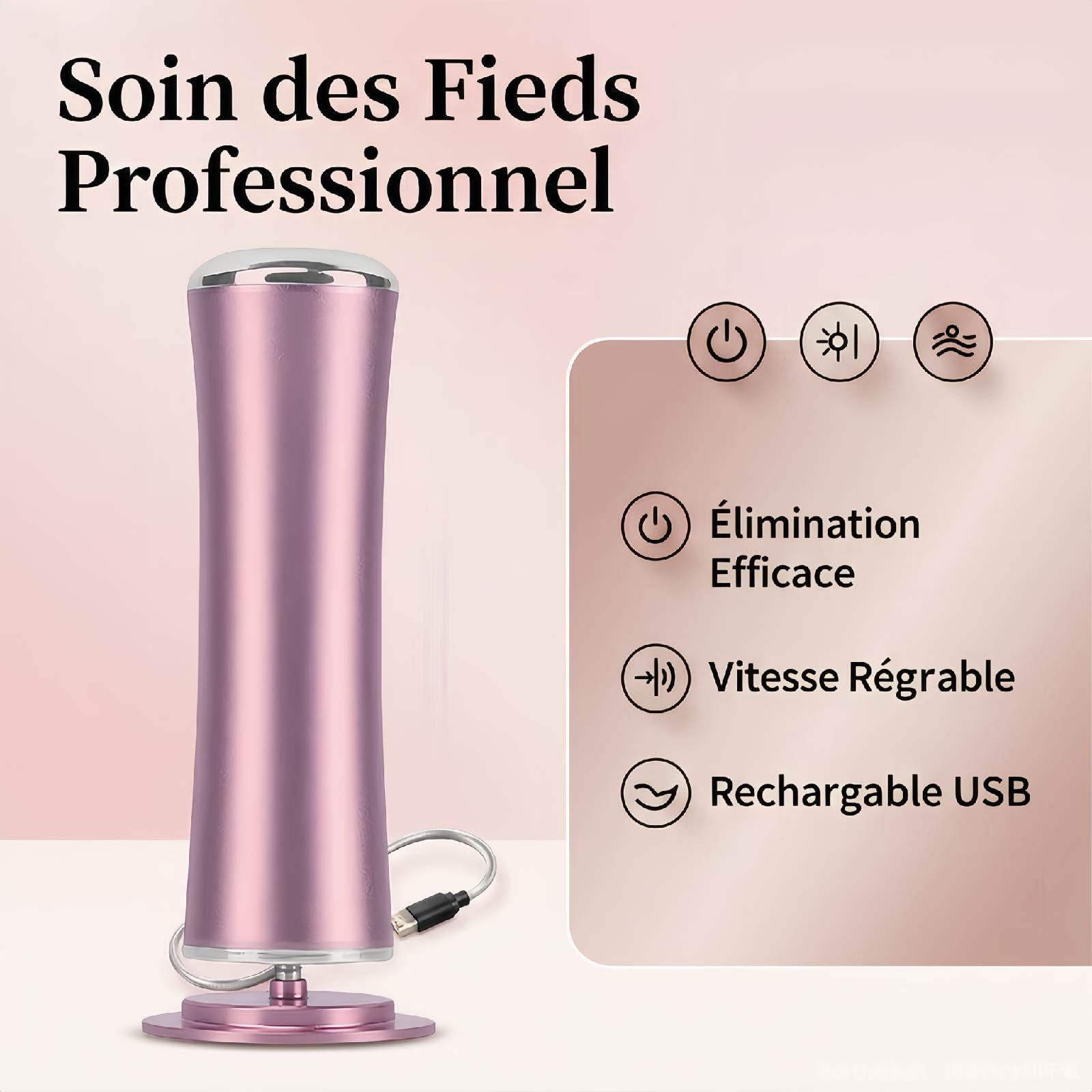 Mielle Glow Pied- Ponceuse Electrique Professionnelle pour Soin des Pieds, Kit Beauté Exfoliant pour Peaux Mortes, Squameuses et Gercées - Comprend 60 Tampons Exfoliants de Rechange (Schwarz)